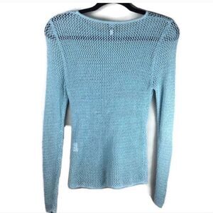 Eileen Fisher Open Knit  Long Sleeve Blue Sweater Size Small